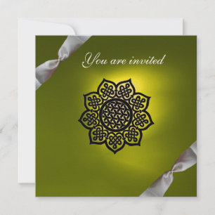 Invitación cinta de evento mágico blanco amarillo champán