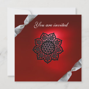 Invitación cinta de evento mágico blanco rojo champán