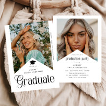 Cinta de fiesta de graduación con foto de graduado