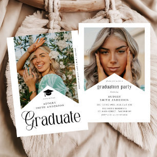 Invitación Cinta de fiesta de graduación con foto de graduado