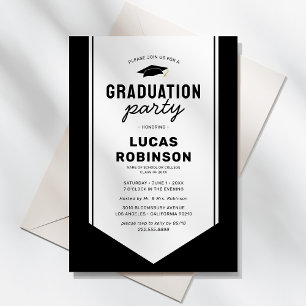 Invitación Cinta de Graduado Blanca para Fiesta de Graduación