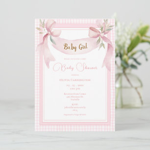 Invitación Cinta de guinga rosa pancarta Baby Shower