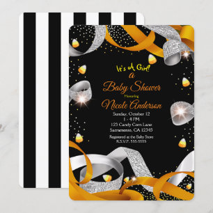 Invitación Cinta de Halloween y ducha de bebé de maíz de cara