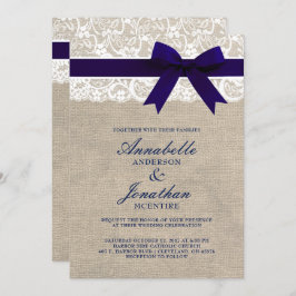 Invitación Cinta de la Armada en Burlap y Boda Rústico de Lac