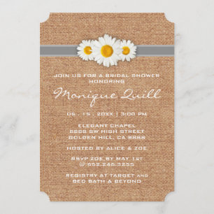 Invitación Cinta de la margarita - ducha nupcial gris y