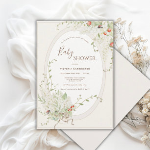Invitación Cinta de Lilas Blancas Baby Shower Vintage Caprich