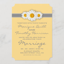 Invitación Cinta de margarita - Boda amarilla gris y blanca