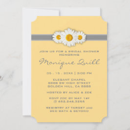 Invitación Cinta de margarita - Ducha de novia amarilla y gri