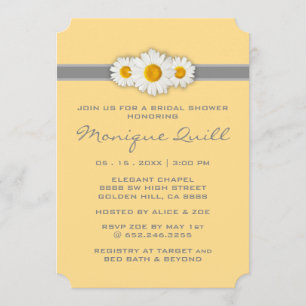 Invitación Cinta de margarita - Ducha de novia amarilla y gri