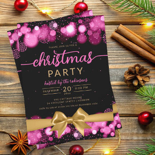 Invitación Cinta de navidad de la familia Pink Gold Wonderlan