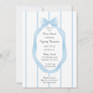 Invitación Cinta de papel de escritorio azul y blanco para ni