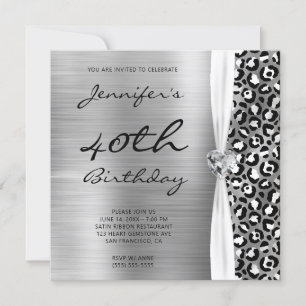 Invitación Cinta de Relieve metalizado Black Silver Leopard G