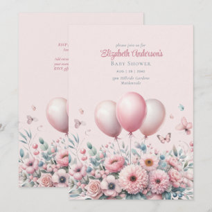 Invitación Cinta de rosas rosadas Pastel Baby Shower Elegant 