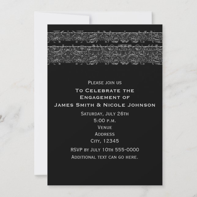 Invitación Cinta de satén oscura elegante gótico boda elegant (Anverso)