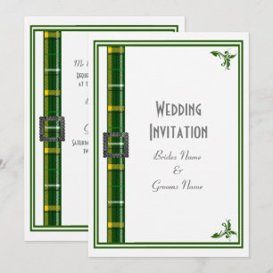 Invitación Cinta de tartán verde y blanco