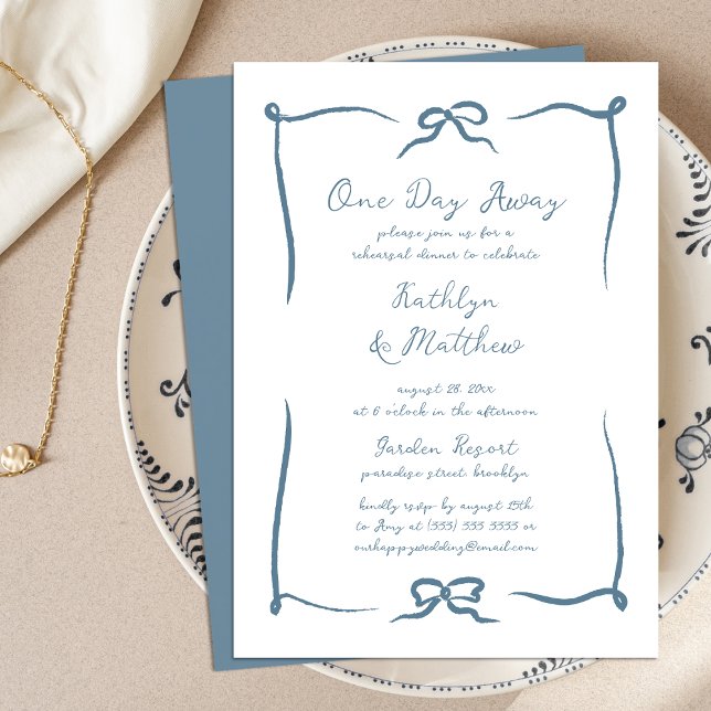 Invitación Cinta de trazo de mano Dusty Blue Modern a un día  (Subido por el creador)
