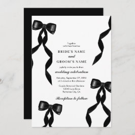 Invitación Cinta de vaca negra formal matrimonio elegante