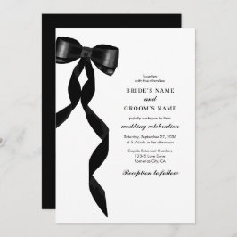 Invitación Cinta de vaca negra formal matrimonio elegante