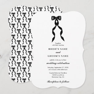 Invitación Cinta de vaca negra formal matrimonio elegante