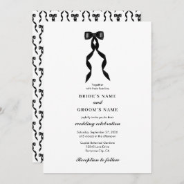 Invitación Cinta de vaca negra formal matrimonio elegante