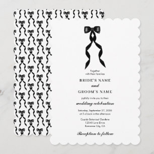 Invitación Cinta de vaca negra formal matrimonio elegante