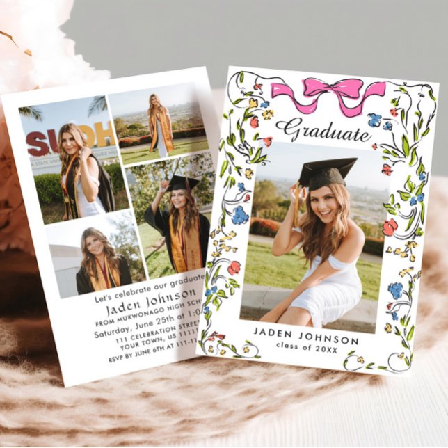 Invitación Cinta de vaca rosada de moda 5 fiesta de graduació (Subido por el creador)