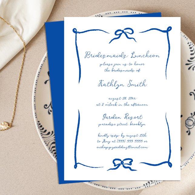 Invitación Cinta dibujada a mano Novias azules francesas Lunc (Subido por el creador)
