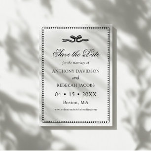 Invitación Cinta elegante en blanco y negro Guardar la tarjet