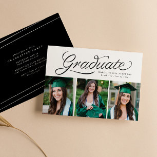 Invitación Cinta escritura graduado trendy tres foto