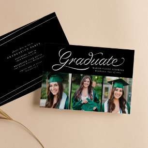 Invitación Cinta escritura graduado trendy tres foto