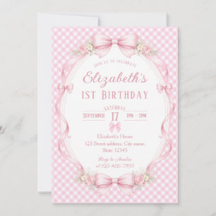 Invitación Cinta Floral Acuarela Cumpleaños 1º de Elizabeth