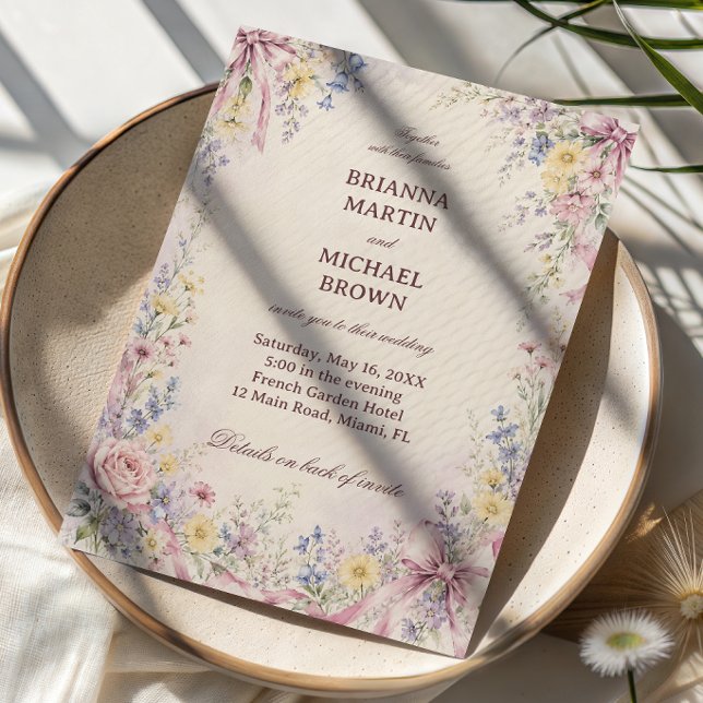 Invitación Cinta floral pastel vintage (Subido por el creador)