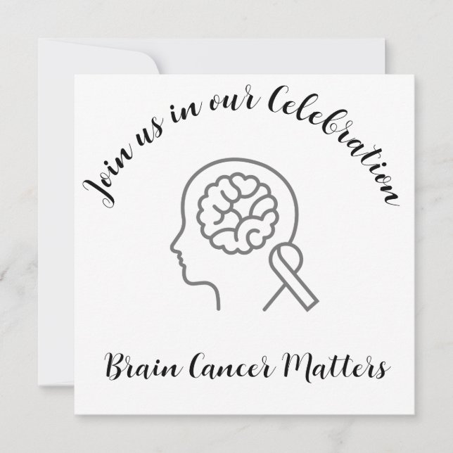 Invitación Cinta gris de cáncer de cerebro Fin del tratamient (Anverso)