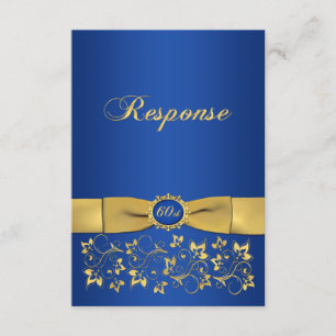 Invitación CINTA IMPRESA Con Forma Elegante RSVP 60 Aniversar