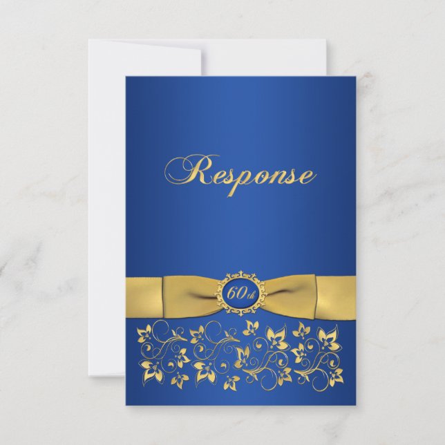 Invitación CINTA IMPRESA Forma elegante 60 aniversario RSVP (Anverso)