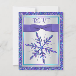 Invitación Cinta Impresa Purpura Acuarela Plateada Boda RSVP