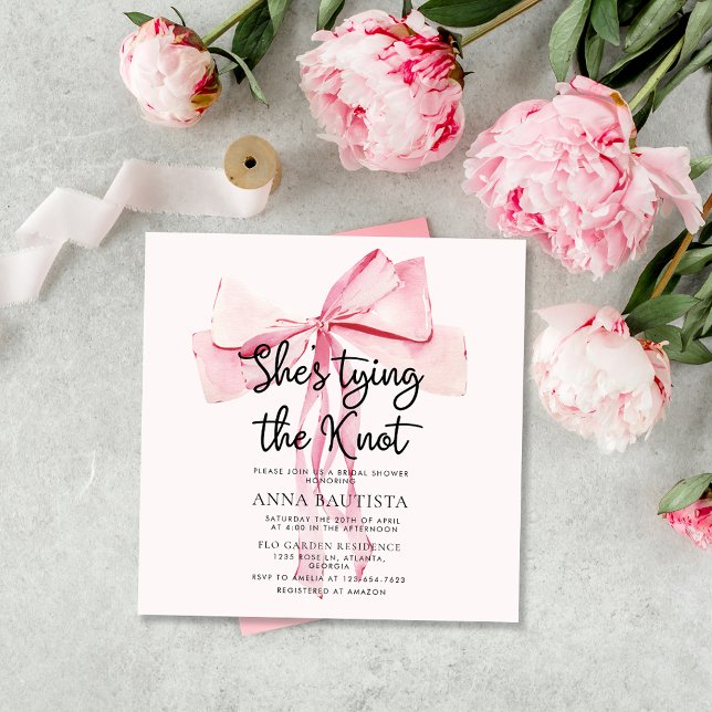 Invitación Cinta moderna que ataba la ducha nupcial (Subido por el creador)