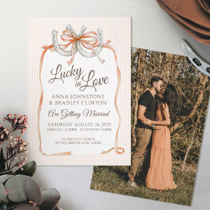 Invitación Cinta naranja suerte en el amor herradura boda oto