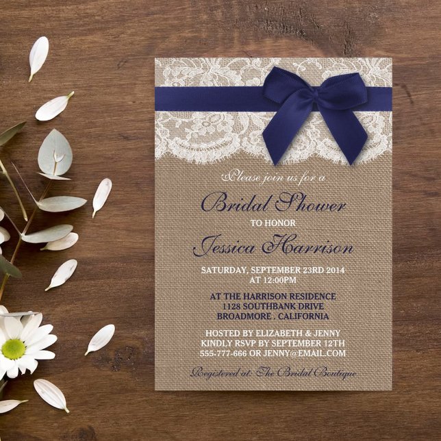 Invitación Cinta Naval En La Ducha De Bridas Burlap Y Lace (Subido por el creador)