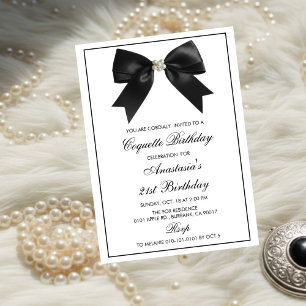 Invitación Cinta Negra Coquette, Cumpleaños Fiesta Coquette