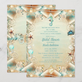 Invitación Cinta Perlas Bajo el Mar Crema Encantada Nupcial