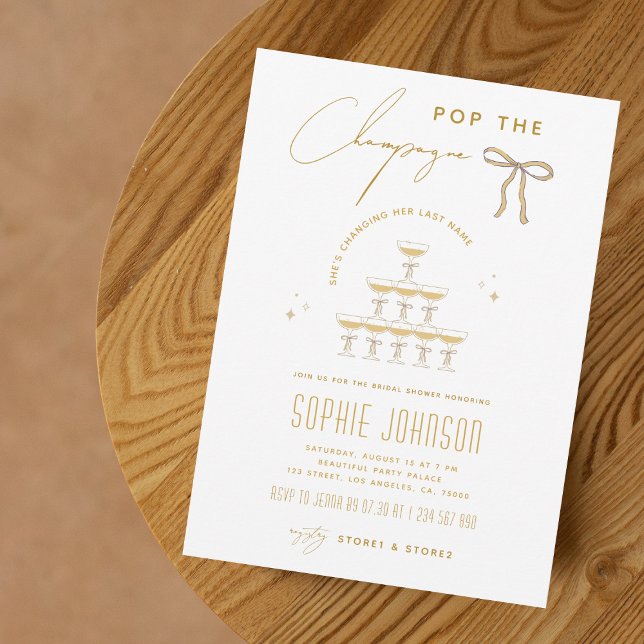 Invitación Cinta Pop the Champagne Tower Bridal Shower (Subido por el creador)