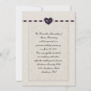Invitación Cinta púrpura del corazón antimetista y Boda poste