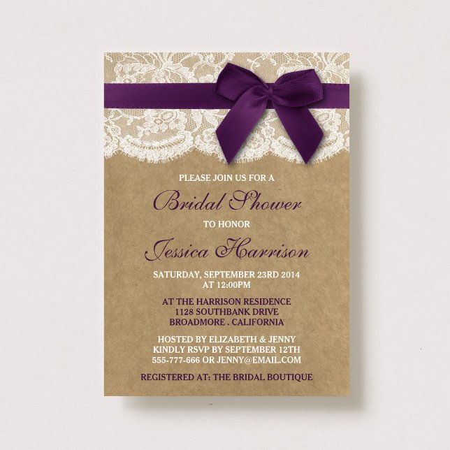 Invitación Cinta Púrpura En La Ducha De Novias De Kraft Y Lac (Subido por el creador)