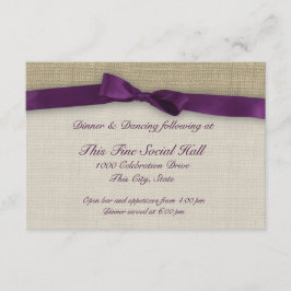 Invitación Cinta púrpura y recepción en el Burlap