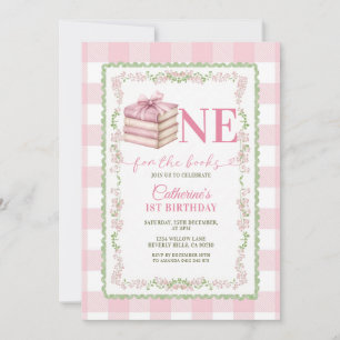 Invitación Cinta Rosa Coquette Uno para el libro 1er cumpleañ
