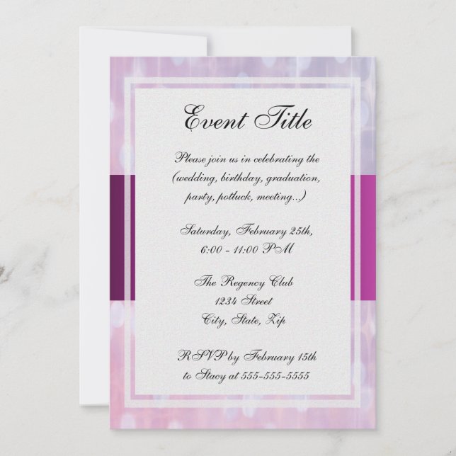 Invitación Cinta rosa de bonito (Anverso)