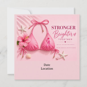 Invitación Cinta rosa de concienciación sobre el cáncer de ma