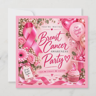 Invitación Cinta rosa de concienciación sobre el cáncer de ma