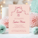 Invitación Cinta rosa de vaca dulce moderno 16 cumpleaños<br><div class="desc">Celebra un hito en estilo con la plantilla de invitación a la fiesta de cumpleaños 16 de la cinta de vaca rosada moderna! Con un diseño de moda con un delicado arco rosado y una tipografía moderna, esta invitación al personalizable marca el tono perfecto para una sofisticada y divertida celebración...</div>